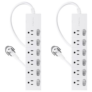 PowerSync 群加 7開6插防雷擊延長線 TS76T918 450g, 1.8m, 白色, 2條