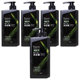 KeSHO 男士三合一沐浴露 清新沁涼 全效潔淨, 800ml, 5瓶