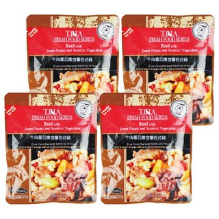 T.N.A. 悠遊餐包 狗狗貓咪適用 即拆即食 無添加防腐劑及人工香料 100%真食材, 牛肉, 150g, 4包