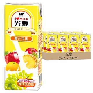 光泉 果汁牛乳 Set, 鮮醇鮮乳 健康之選, 200ml, 24入