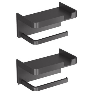 Balgeunliving 免打孔置物架式衛生紙架, 黑色, 2個