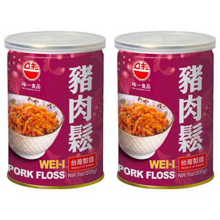 味一食品 台灣製造 豬肉鬆, 成分單純 無添加劑, 配粥不能少 200g, 2罐