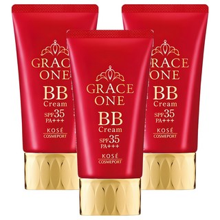 KOSE 高絲 GRACE ONE 極上活妍特濃彈力BB霜 SPF35 PA+++ 保濕乳霜 粉底液 溫水可卸, 明亮色, 50g, 3條