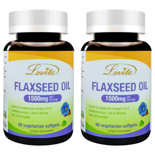 Lovita 亞麻仁油 素食軟膠囊 每份1500毫克, 90顆, 88.65g, 2罐