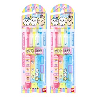 BANDAI 吉伊卡哇牙刷 可愛卡通設計 小刷頭設計, 顏色隨機, 3支, 2組