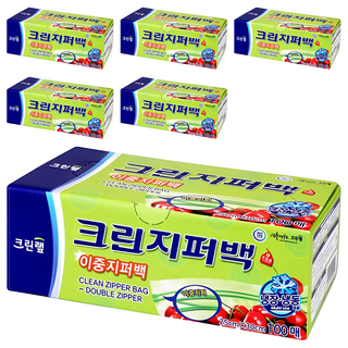 CLEANWRAP 雙重夾鏈袋 L(30 x 25cm) 食品級材質 冷凍冷藏兼用, 100個, 6盒
