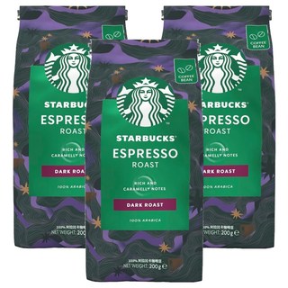 星巴克 濃縮烘焙咖啡豆, 100%阿拉比卡咖啡豆, 200g, 3包