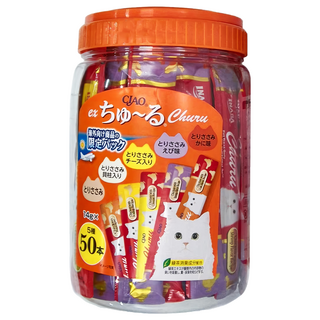 INABA CIAO 肉泥條, 雞肉綜合海陸, 50本入 Set, 700g, 1桶