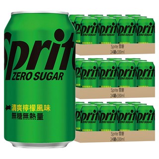 Sprite 雪碧 ZERO SUGAR 無糖零卡，清爽檸檬風味，無糖無熱量，易開罐, 330ml, 72罐