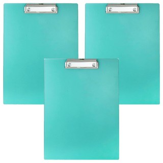 ABEL 力大牌 晶典磨砂壓克力板夾 A4, 藍綠色, 3個