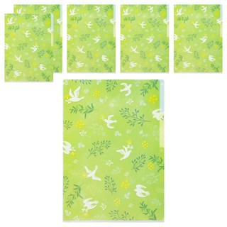 日本 MIDORI 3層資料夾 A4, 白鳥 綠色, 6個