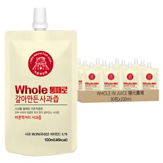 韓國 WHOLE IN JUICE 陽光農場 NFC蘋果汁, 100ml, 30包