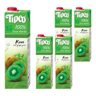 Tipco 100%奇異果葡萄汁 1L 無添加 健康美味 補充維生素C, 5瓶