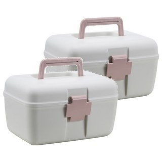 收納部屋 日式雙層手提醫療箱 粉色, 2個