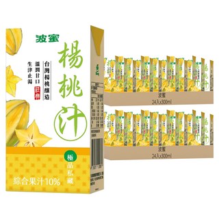 波蜜 楊桃汁, 台灣楊桃釀造, 溫潤甘口, 生津止渴, 綜合果汁10%, 300ml, 48入