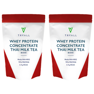 TRYALL 濃縮乳清蛋白粉 泰式奶茶 每份含3.4公克支鏈胺基酸黃金比例 單純無添加, 500g, 2包