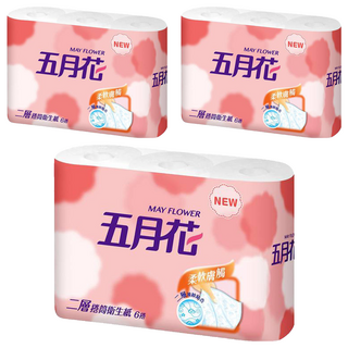 五月花 小捲筒式衛生紙 270張, 11cm, 6捲, 3袋
