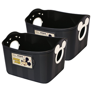 nishiki 錦化成 米奇系列 日本製置物籃, 2.5L, 25x19x16cm, 黑色 + 頭像, 2個