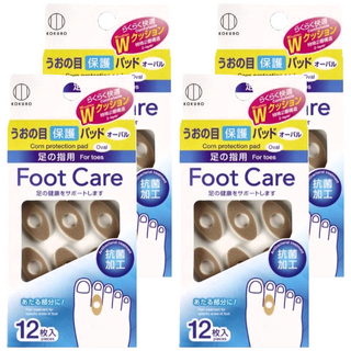 日本 小久保 足部軟墊雞眼保護墊 橢圓形12片 舒適減壓 護理, 4盒, 4.5 x 3cm
