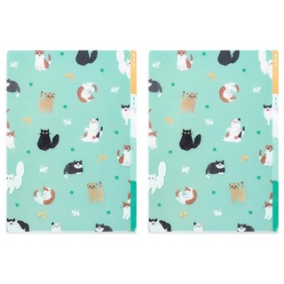 日本 MIDORI 3層資料夾 A4, 貓咪(35479), 2個