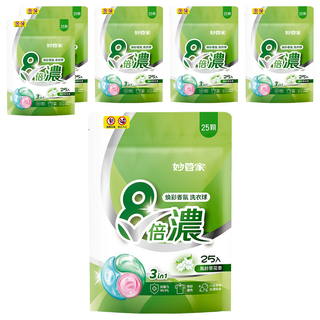 妙管家 8倍濃洗衣球, 煥彩香氛, 強效3in1, 25顆, 6袋
