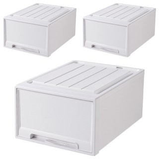 小麥購物 加厚抽屜式整理箱, 純白, 3個