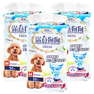 Mores 摩爾思 滿意狗狗寵物尿墊 茉莉花香, M(60 x 45cm), 50片, 3包