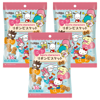 北陸 三麗鷗 蝴蝶結造型餅乾 45g*3包 (Hello Kitty餅乾、兒童餅乾)