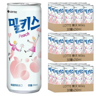 LOTTE 樂天 Milkis 桃子優格風味碳酸飲 250ml, 90罐