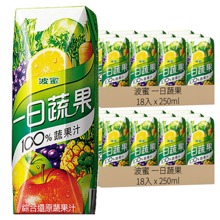 波蜜 一日蔬果 100%蔬果汁，提供每日所需營養，方便攜帶，安心享受自然美味, 250ml, 36入