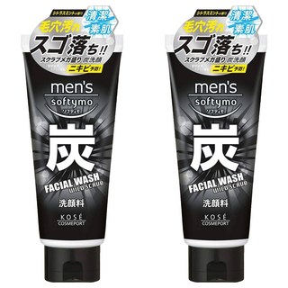 KOSE 高絲 softymo 絲芙蒂 男用去角質炭洗面乳, 130g, 2條