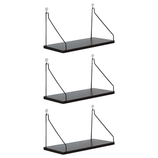 一字牆上置物架, 黑色, 3個
