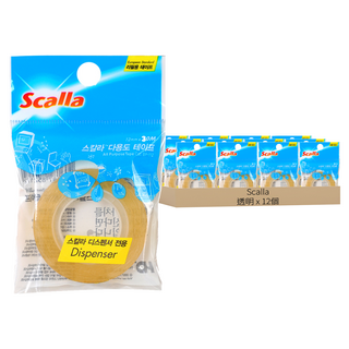 Scalla 多用途玻璃紙膠帶補充包 12mm x 30m, 透明, 12個