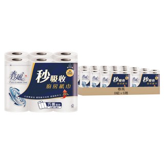 春風 秒吸收廚房紙巾 120張, 6捲, 8組