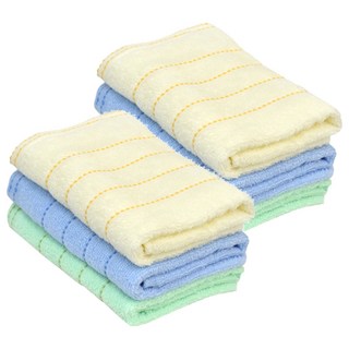 GRACE 格蕾絲 純棉洗臉毛巾3件組 虛線條紋款 2組 顏色隨機 柔軟吸水