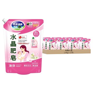 南僑水晶 水晶肥皂液体 櫻花百合, 1.4kg, 12包