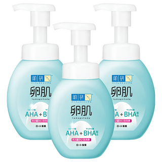 Hadalabo 肌研 卵肌去角質泡洗顏 按壓瓶 溫和洗淨 AHA+BHA配合, 160ml, 3瓶