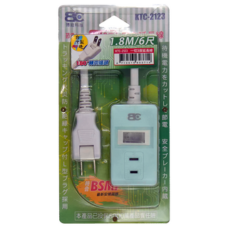 BC 博銓科技 1切3座2孔旋轉頭延長用電源線組, 1.8m, 綠色, 1條