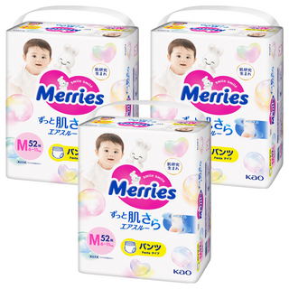 Merries 妙而舒 日本境內版 金緻柔點透氣褲型尿布 6~11kg, M, 156片