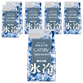 GATSBy 台灣公司貨 體用抗菌濕巾超值包 冰涼無香, 210g, 6包