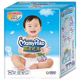 MamyPoko 滿意寶寶 瞬潔乾爽黏貼型尿布 12~17kg, XL, 168片