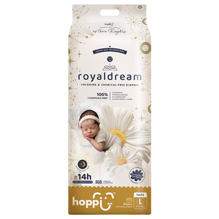 hoppi 皇家系列 嬰兒黏貼型尿布 9~14kg, L, 40片