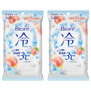Biore 蜜妮 爽身粉濕巾 涼感3℃ 蜜桃香皂香, 20張, 2包