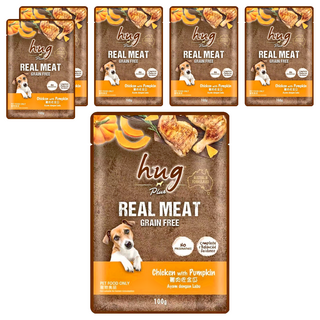 Hug 哈格 Plus 無穀主食狗餐包, 雞肉佐南瓜, 100g, 6包