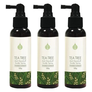 SOAPBERRY 古寶無患子 茶樹頭皮抗屑養護液 不悶熱配方 蓬鬆清爽 含Climbazole成分 薄荷葉溫和涼感 茶樹精華控油, 100g, 3瓶