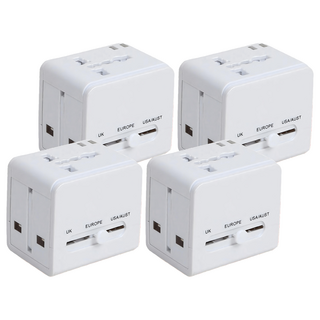 DTAudio 1500W萬國旅行充 適用多國 帶USB-A/多國插座 寬電壓設計, 6cm, 白色, 4個