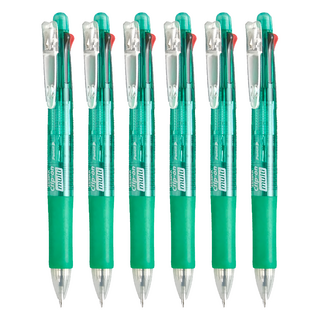 ZEBRA 斑馬牌 四色五合一 多功能原子筆 B4SA1 0.7mm原子筆尖 0.5mm鉛筆芯 附橡皮擦 彈性筆夾, 綠色, 6支