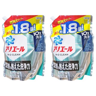 ARIEL 日本原裝進口 Pro Clean 含漂白成分濃縮洗衣精 海洋清香綠 特大補充包 1340g 1包, 1.34kg, 2包