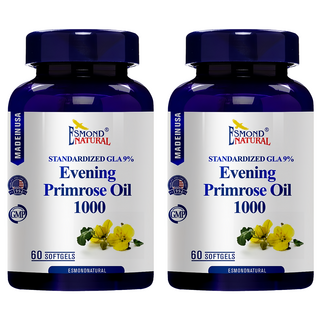 ESMOND NATURAL 愛司盟 月見草油1000軟膠囊 標準化GLA 9% 60顆/瓶, 1.5g, 2罐
