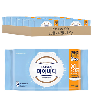 Kleenex Mybidet 潔淨護理加大款濕式衛生紙, 123g, 1包, 18包